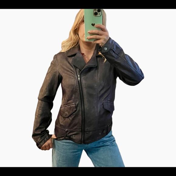 Kut From The Kloth Vegan Leather Purple Biker Moto Boho Jacket S Edgy Baddie - Picture 2 of 8